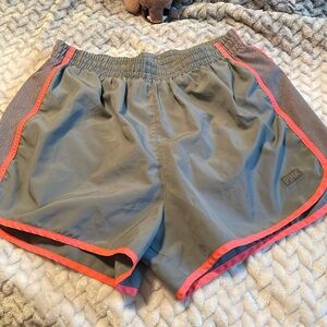 🔥💗 Victoria Secret PINK Jogger shorts Gray wPink & emblem EUC SZ M Shimmer
